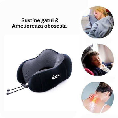 Perna ergonomica de calatorie din spuma cu memorie MaskOn™