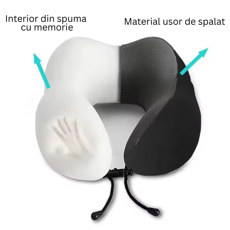 Perna ergonomica de calatorie din spuma cu memorie MaskOn™