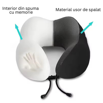 Perna ergonomica de calatorie din spuma cu memorie MaskOn™