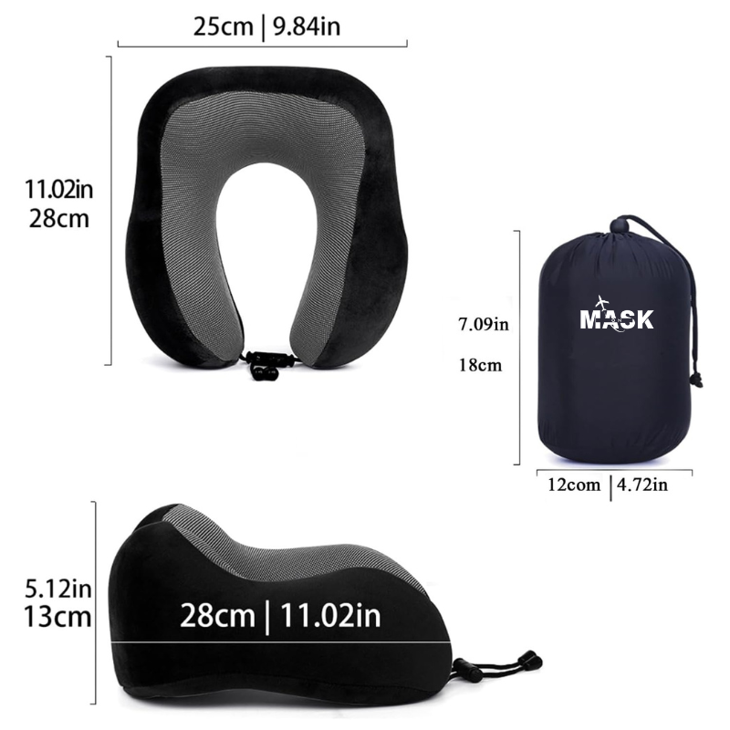 Perna ergonomica de calatorie din spuma cu memorie MaskOn™